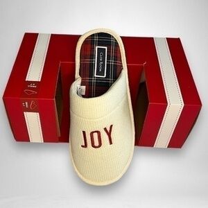UNISEX  Club Room JOY slippers / slides 6/7 or small White and Red  NEW